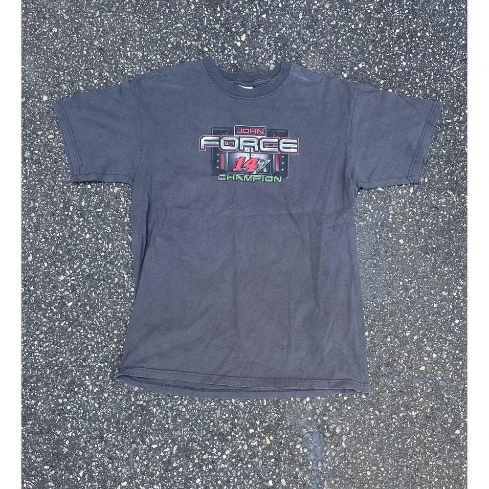 Anvil Shirt Mens Large Gray John Force 14 Champion Racing Graphic T-Shirt Tee